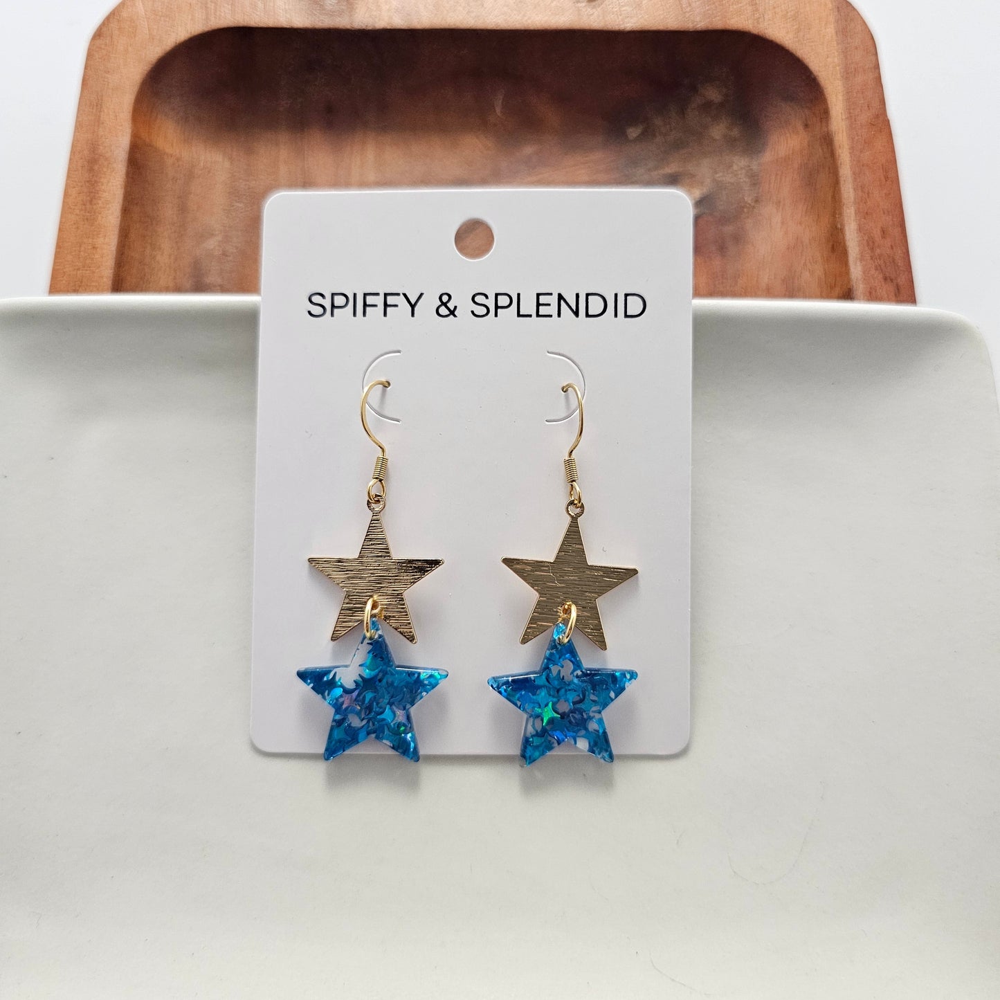 Starry Earrings - Blue Glitter