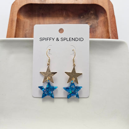 Starry Earrings - Blue Glitter