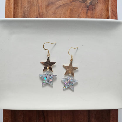 Starry Earrings - Silver Glitter