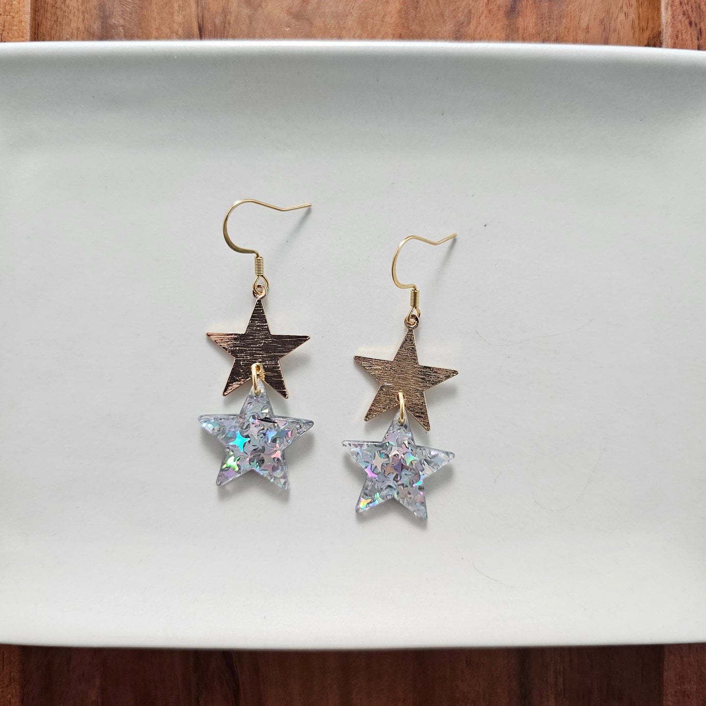Starry Earrings - Silver Glitter