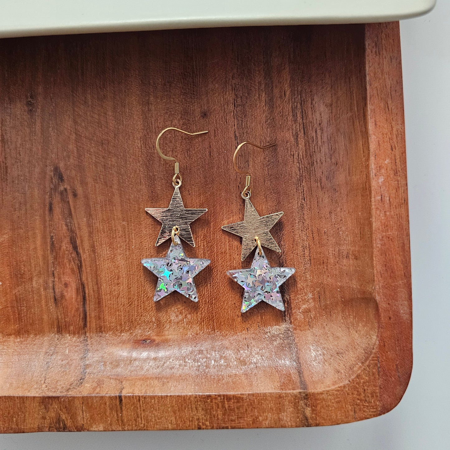 Starry Earrings - Silver Glitter