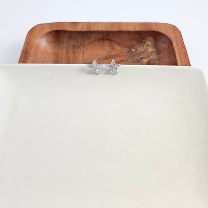 Star Studs - Silver Glitter