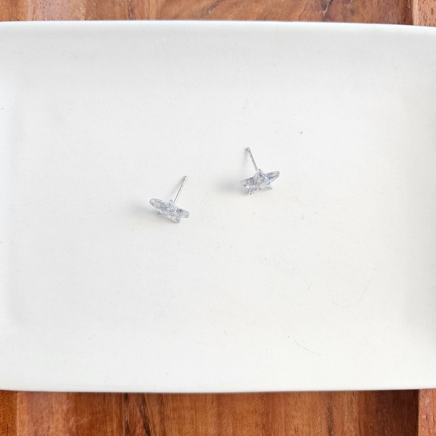 Star Studs - Silver Glitter