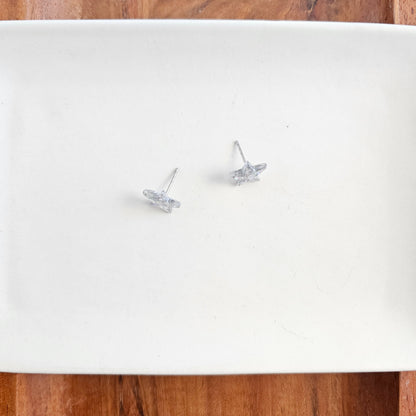 Star Studs - Silver Glitter