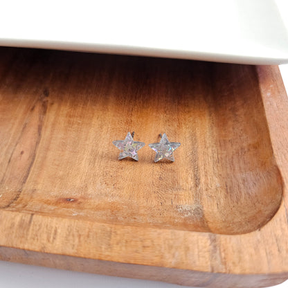 Star Studs - Silver Glitter