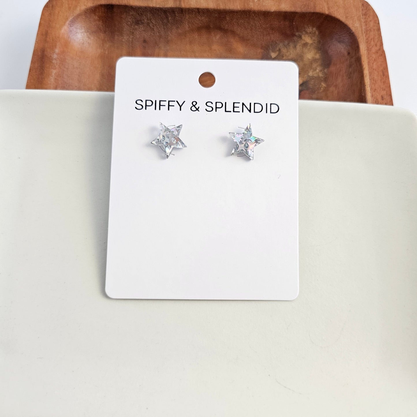 Star Studs - Silver Glitter