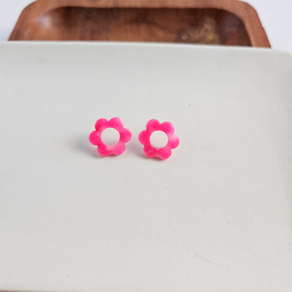 Flower Studs - Hot pink