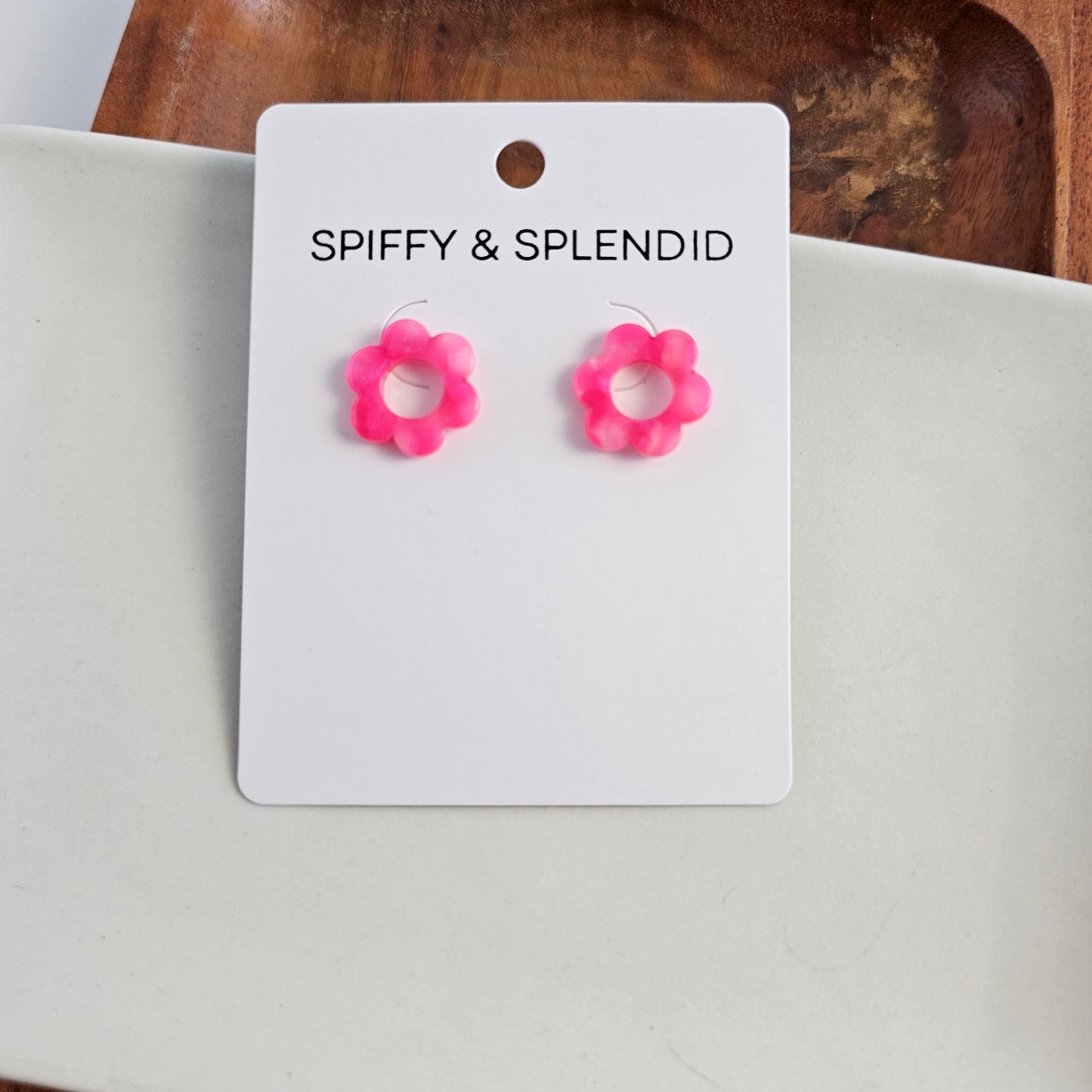 Flower Studs - Hot pink