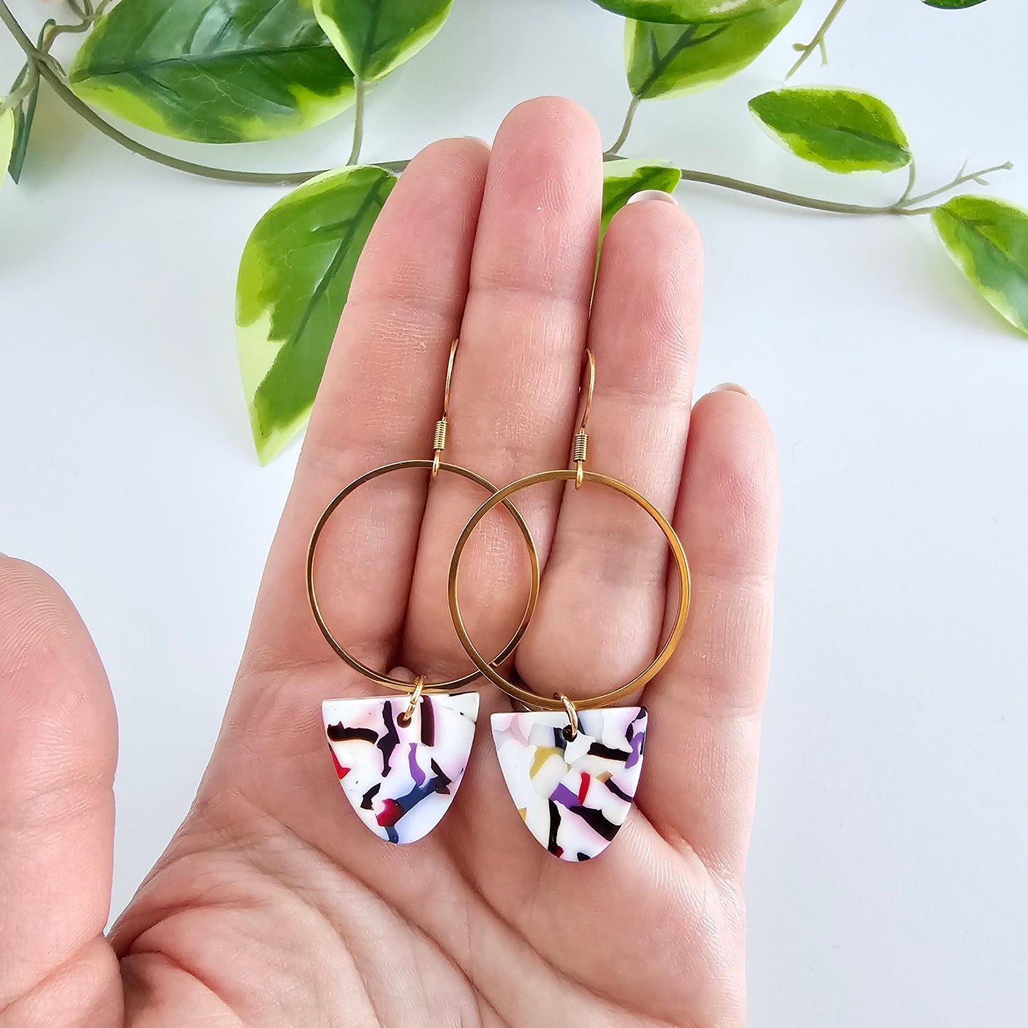 Iris Earrings Large - Marble Confetti