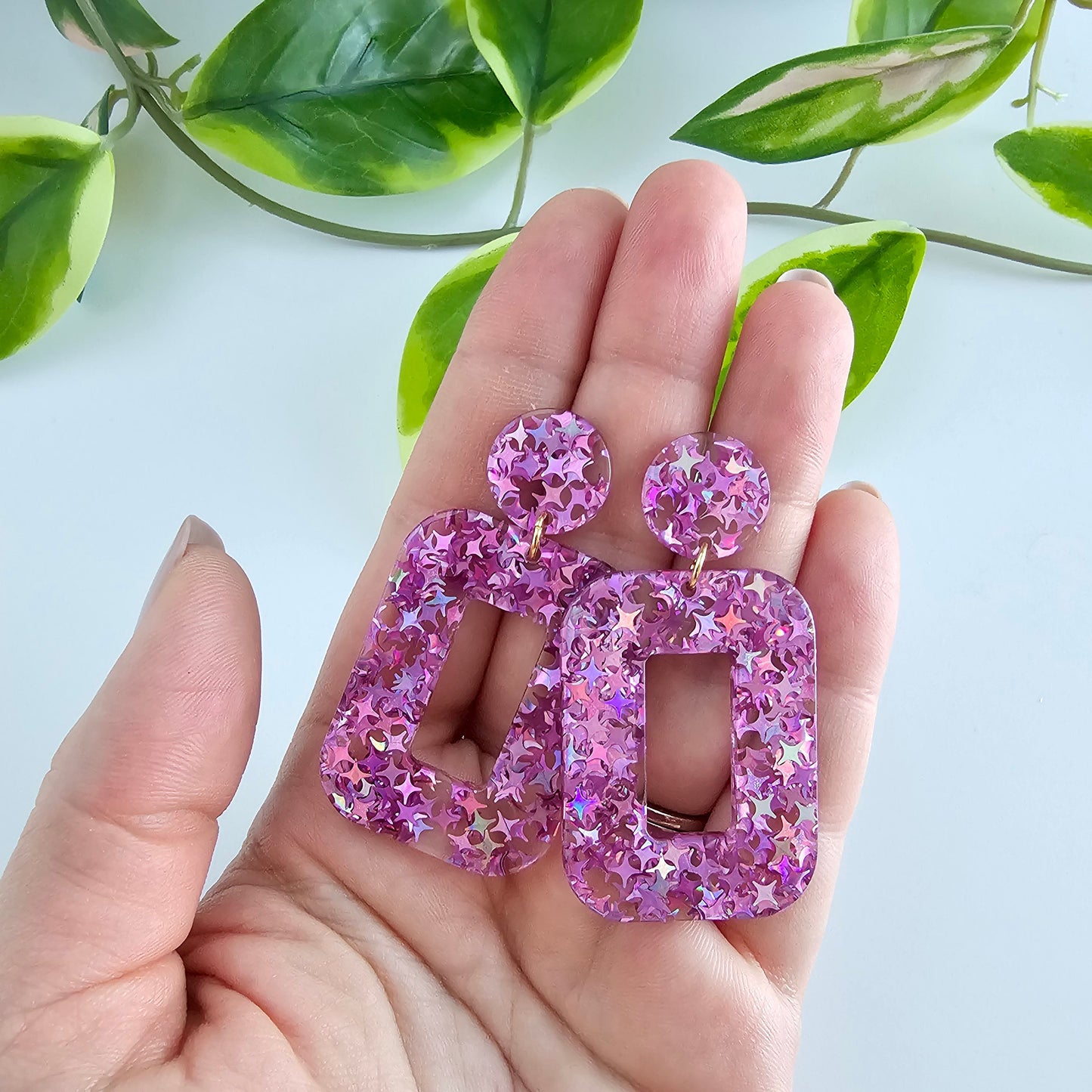 Margot Earrings - Pink Glitter