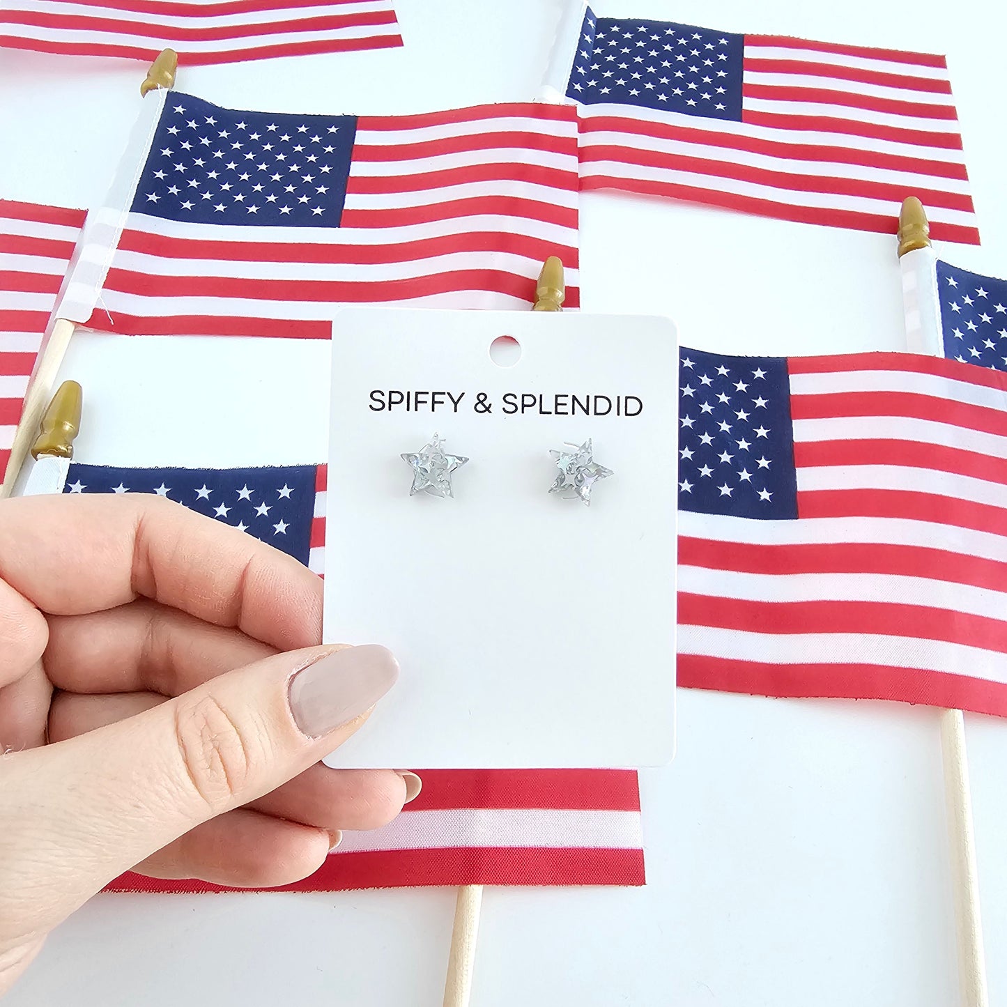 Star Studs - Silver Glitter