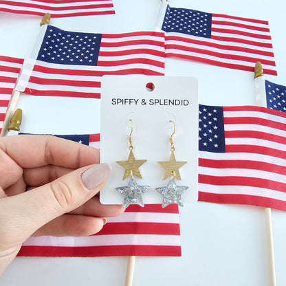 Starry Earrings - Silver Glitter