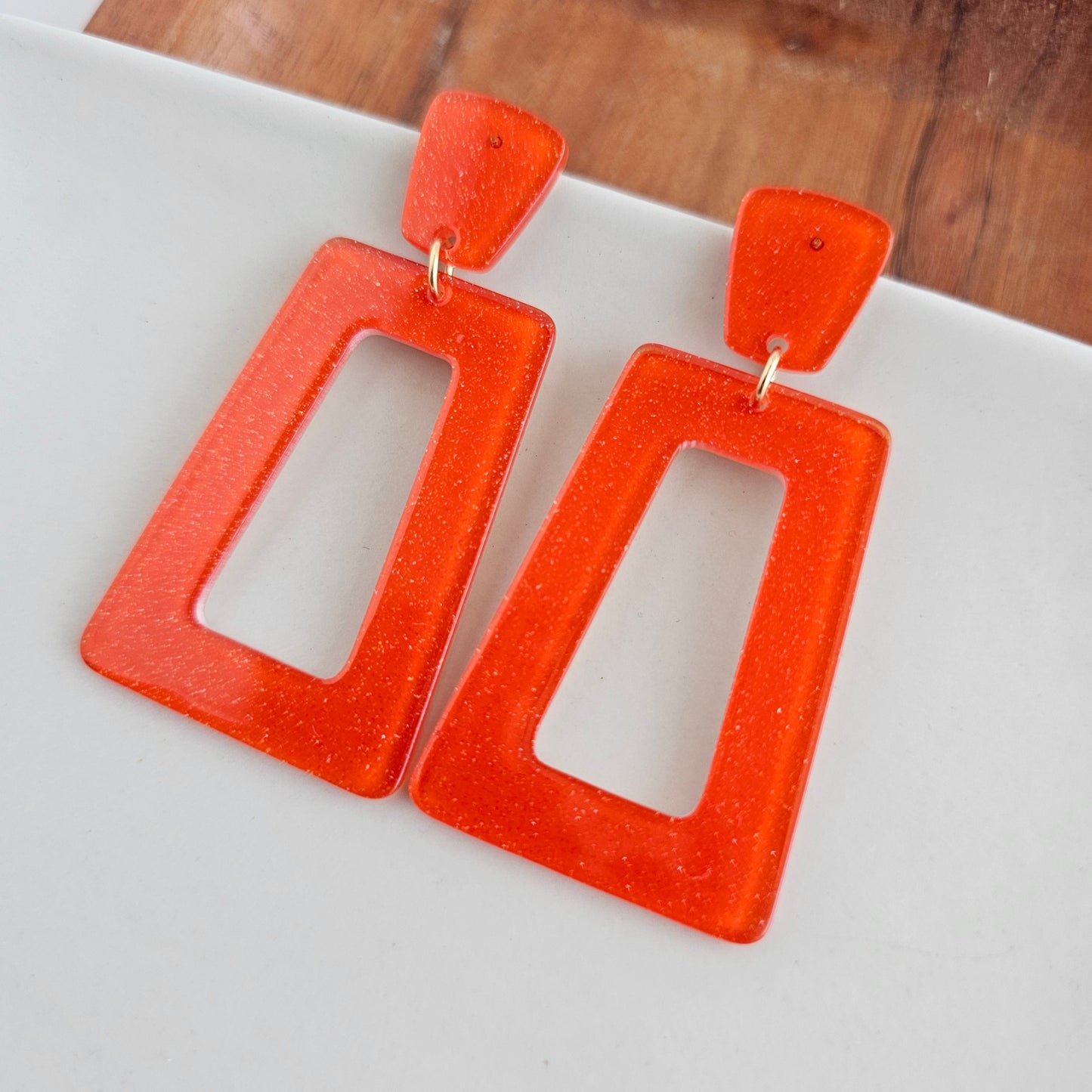 Avery Earrings - Orange Glitter