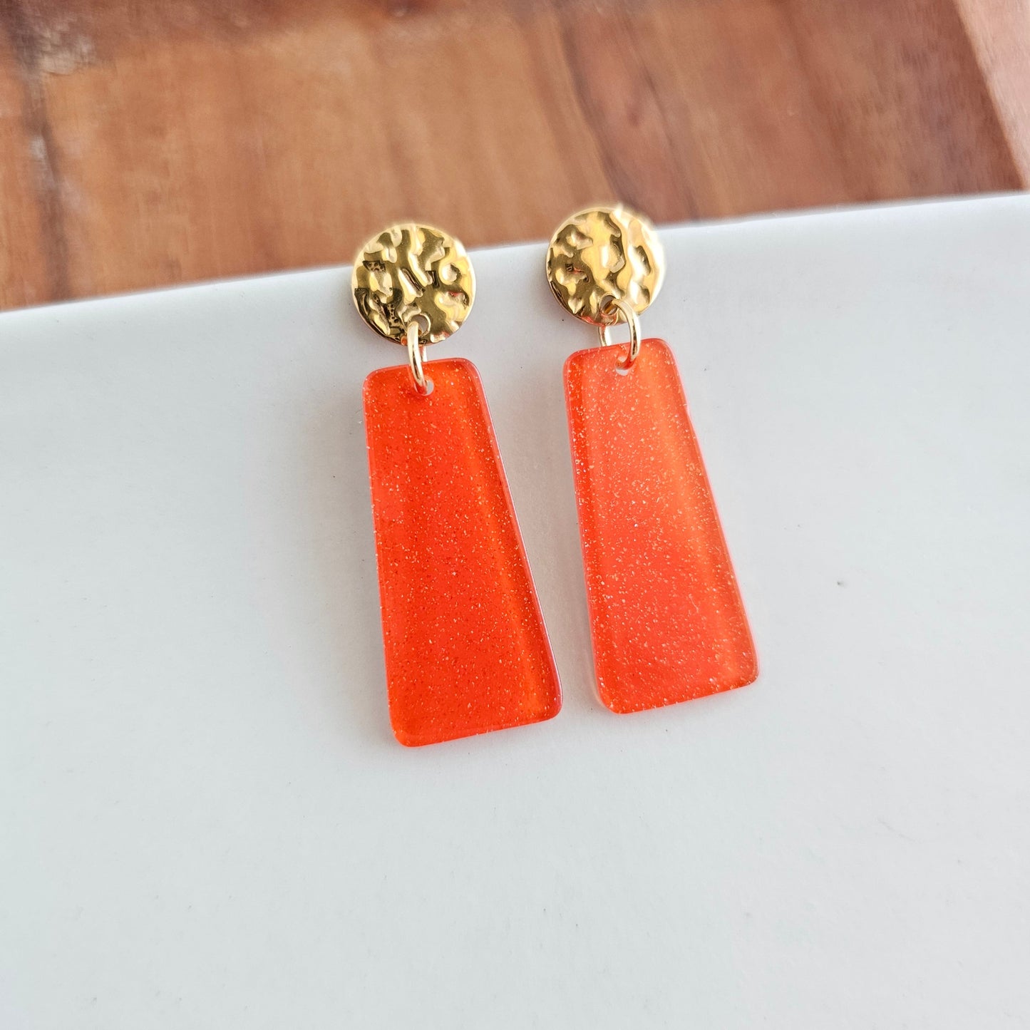 Mia Mini Earrings - Orange Glitter