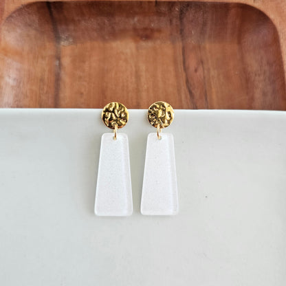 Mia Mini Earrings - White Glitter