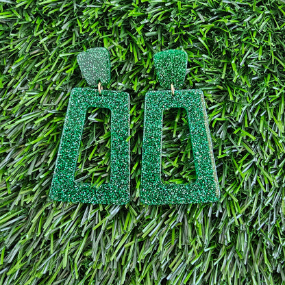 Avery Earrings - Green Glitter