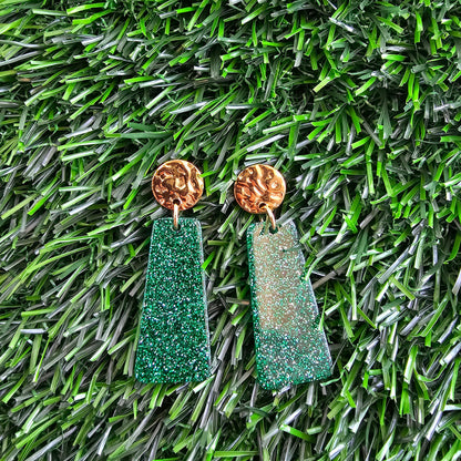 Mia Mini Earrings - Green Glitter
