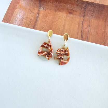 Leah Earrings - Seafoam & Rust