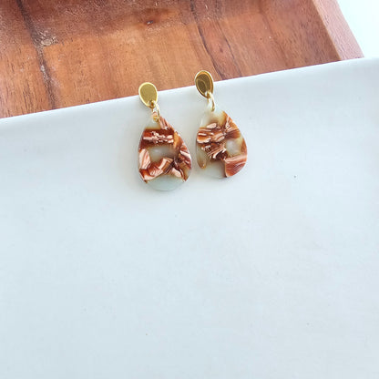 Leah Earrings - Seafoam & Rust
