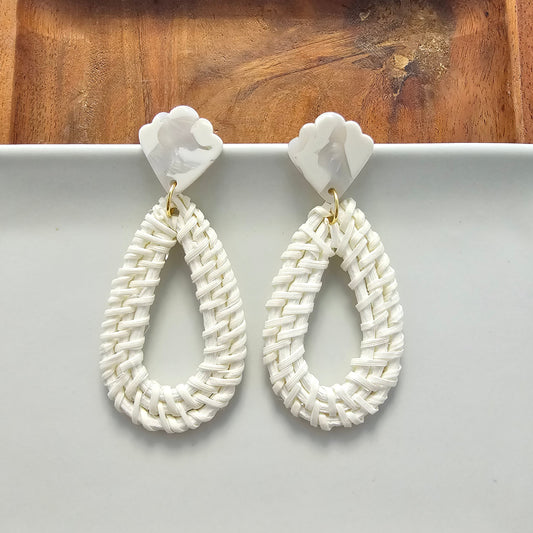 Malia Earrings - Light Rattan