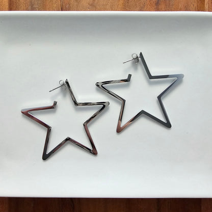 Luxe Star Hoops - Silver