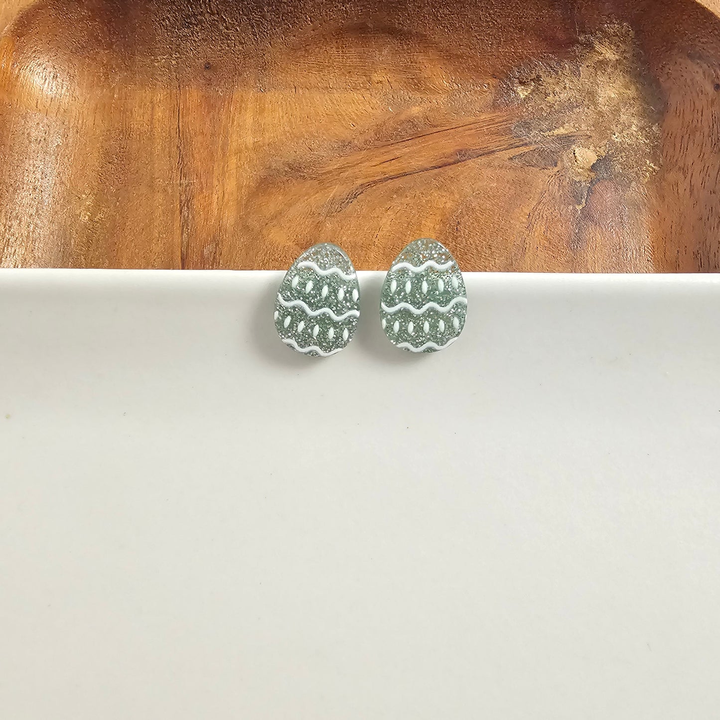Easter Egg Studs - Pastel Green Glitter