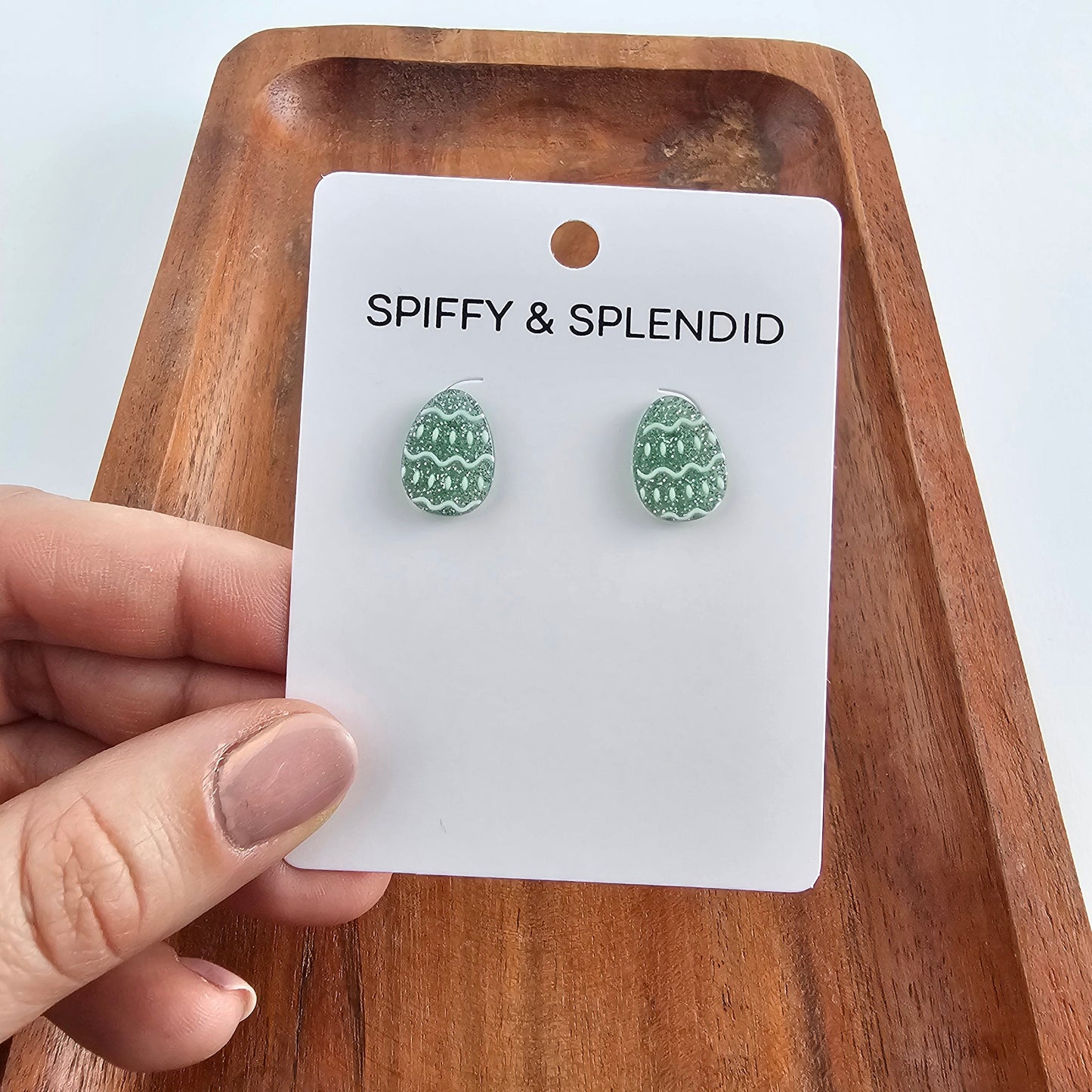 Easter Egg Studs - Pastel Green Glitter
