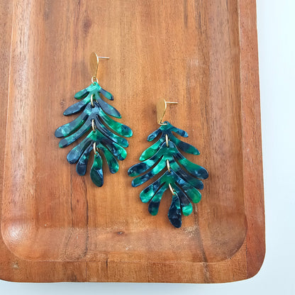 Palm Earrings - Dark Green