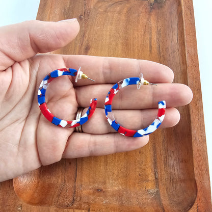 Camy Hoops - Red, White & Blue