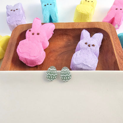 Easter Egg Studs - Pastel Green Glitter