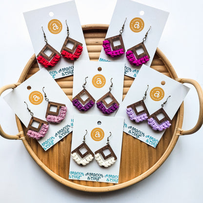 Macrame Knotted Earrings - Double Diamond