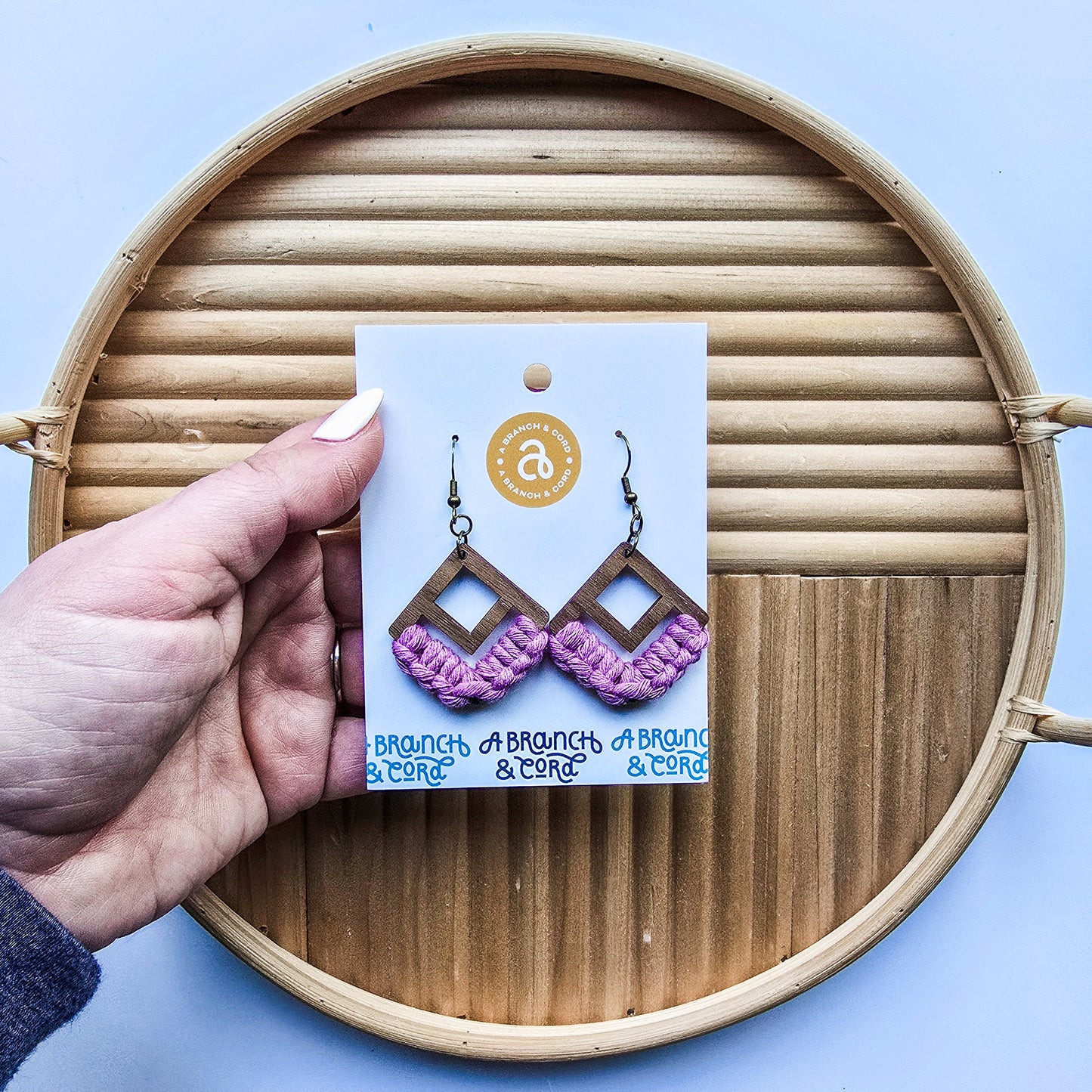 Macrame Knotted Earrings - Double Diamond