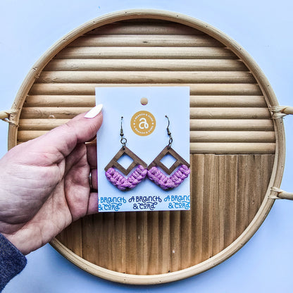 Macrame Knotted Earrings - Double Diamond