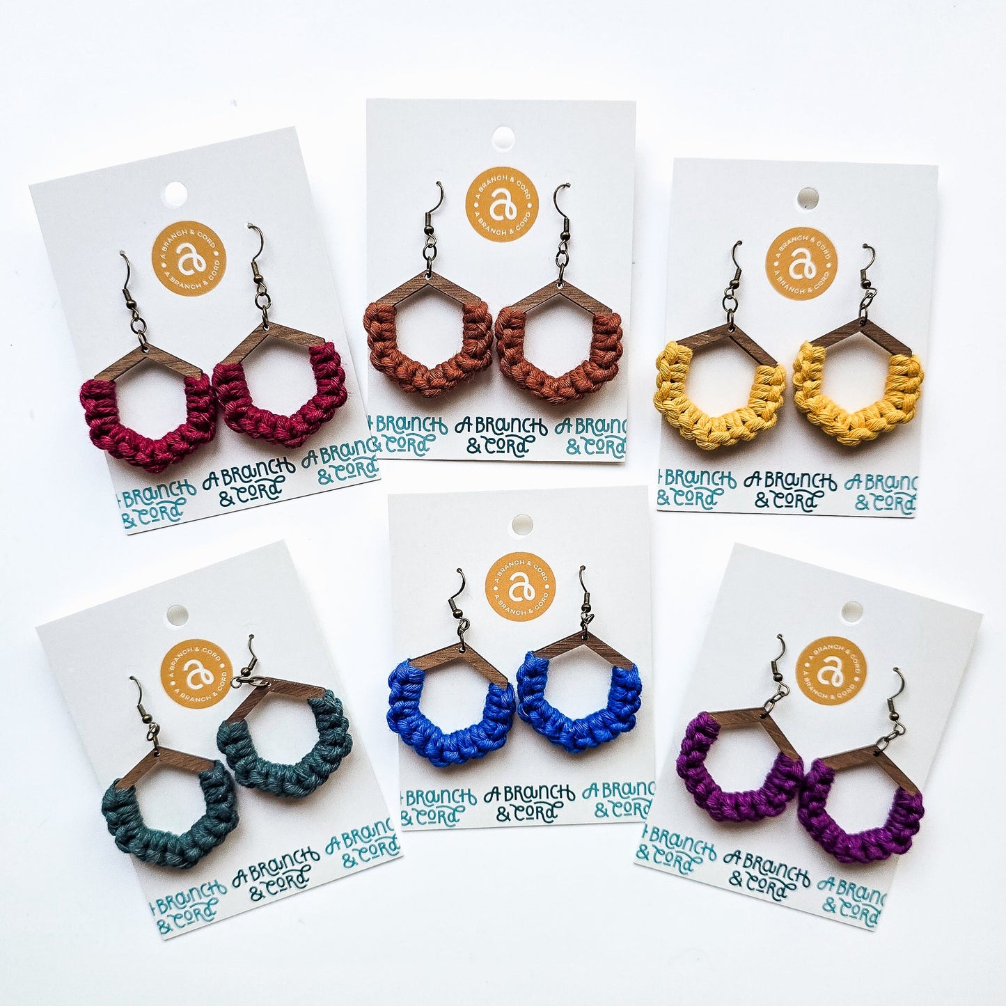 Macrame Knotted Earrings - Honeycomb