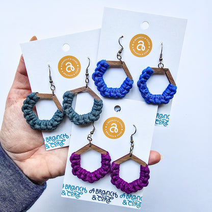 Macrame Knotted Earrings - Honeycomb