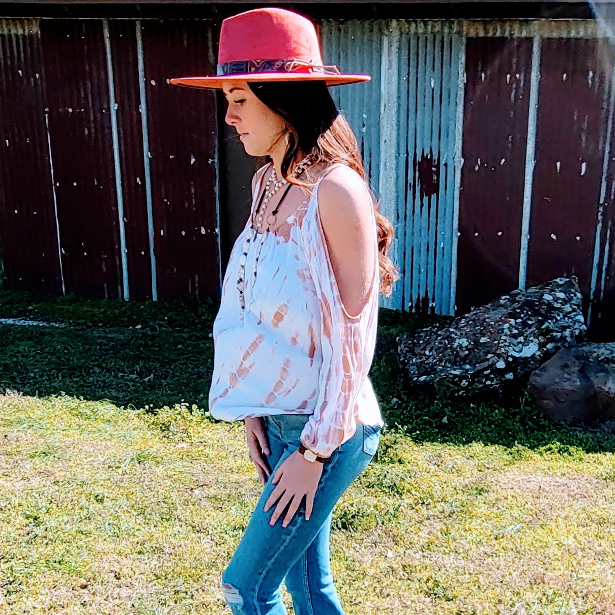 White Turquoise Chunk on Narrow Leather Cuff 005Y