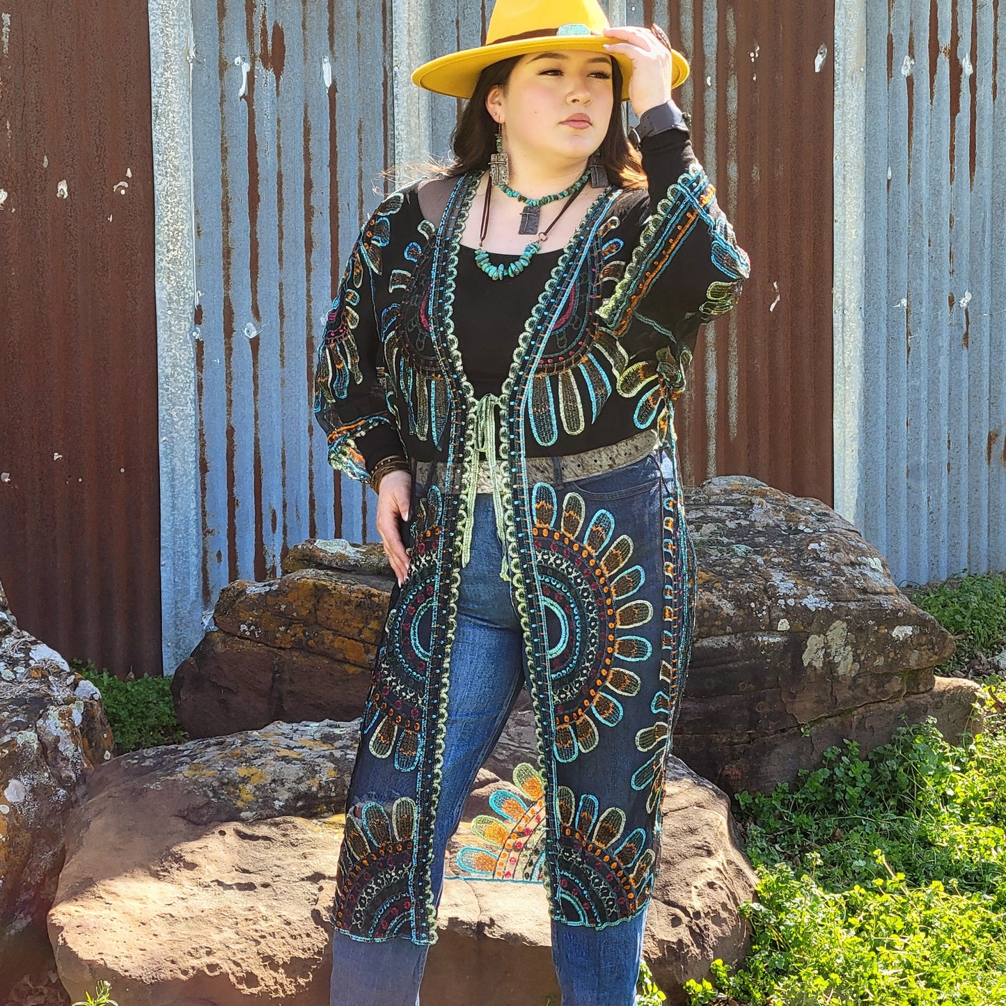 Natural Turquoise Collar Necklace w/ Cross Pendant 258y