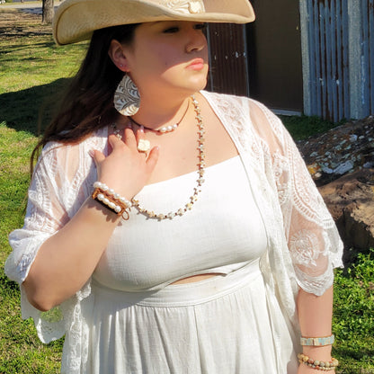 Woven Aqua Terra Beaded Bracelet 810a