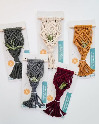 Mini Magnetic Macrame Air Plant Hangers – Handmade Boho Decor