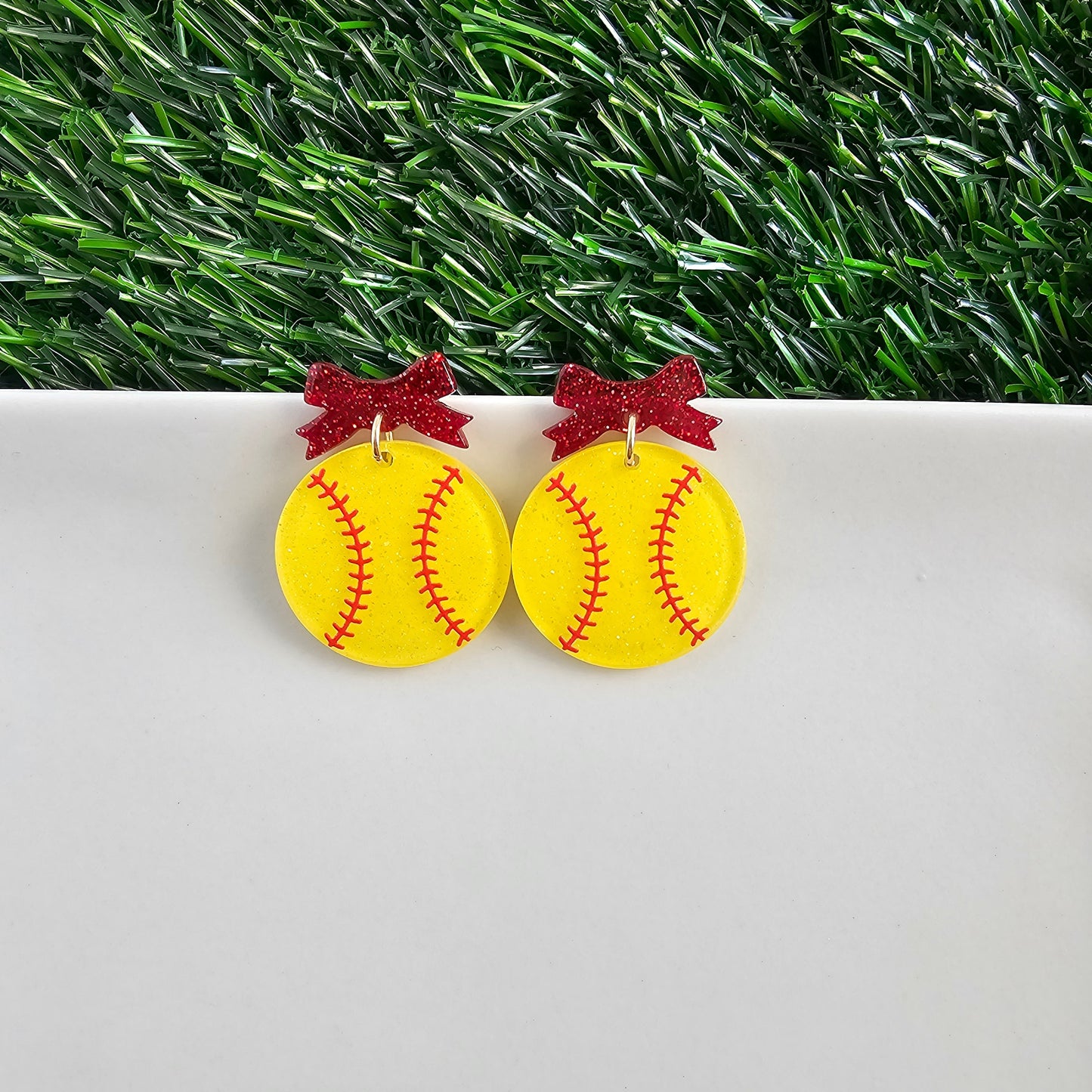 Bow Softball Earrings