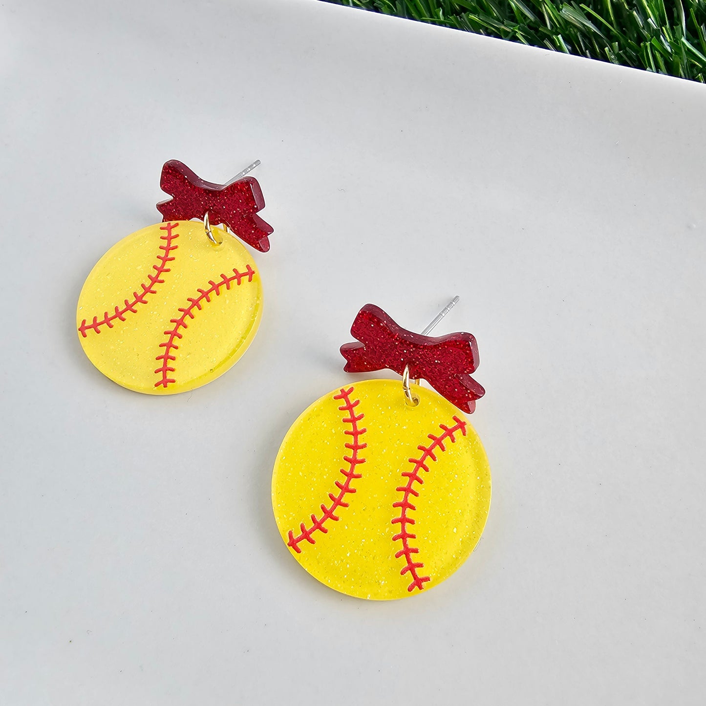 Bow Softball Earrings