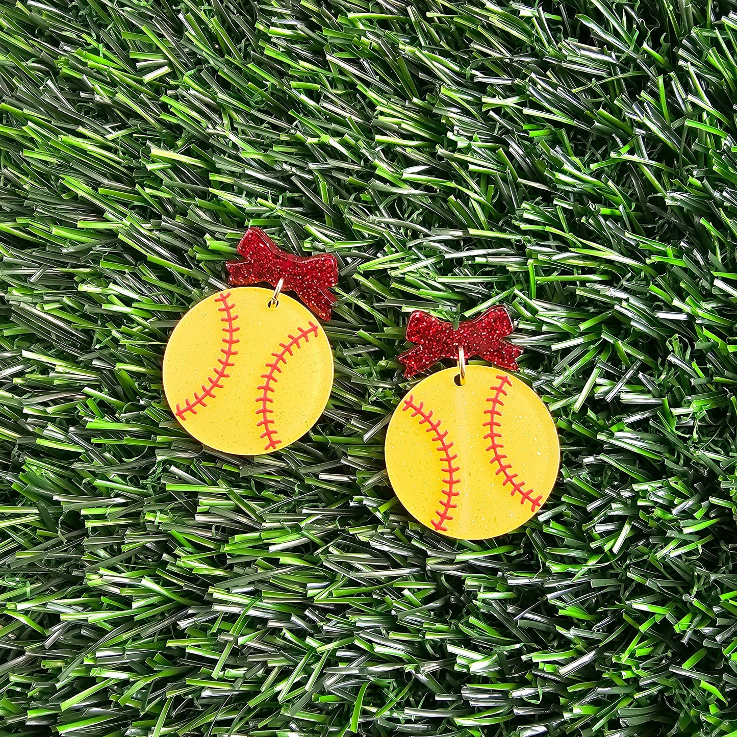Bow Softball Earrings