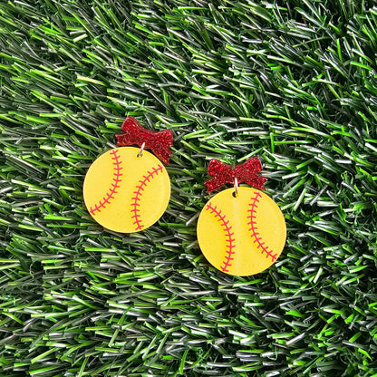 Bow Softball Earrings