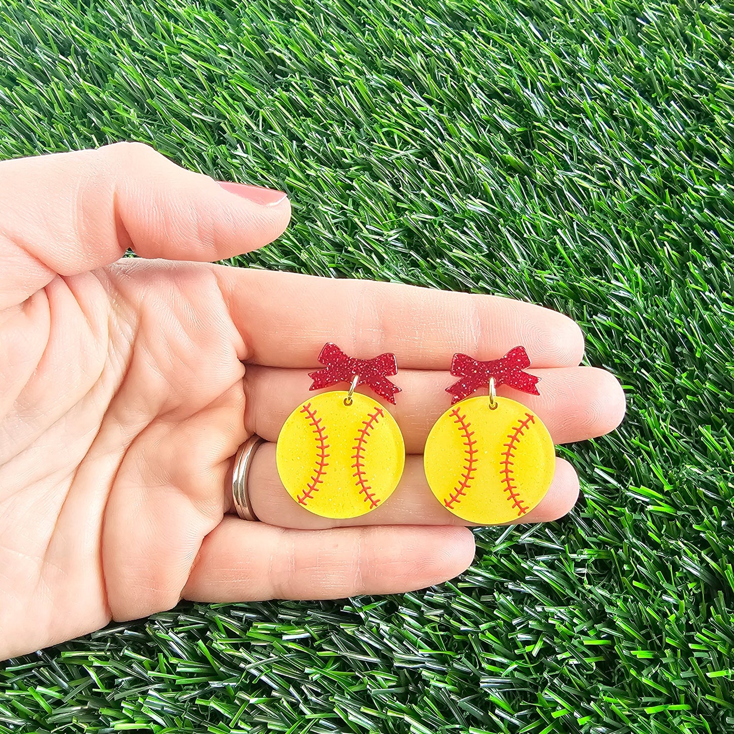 Bow Softball Earrings