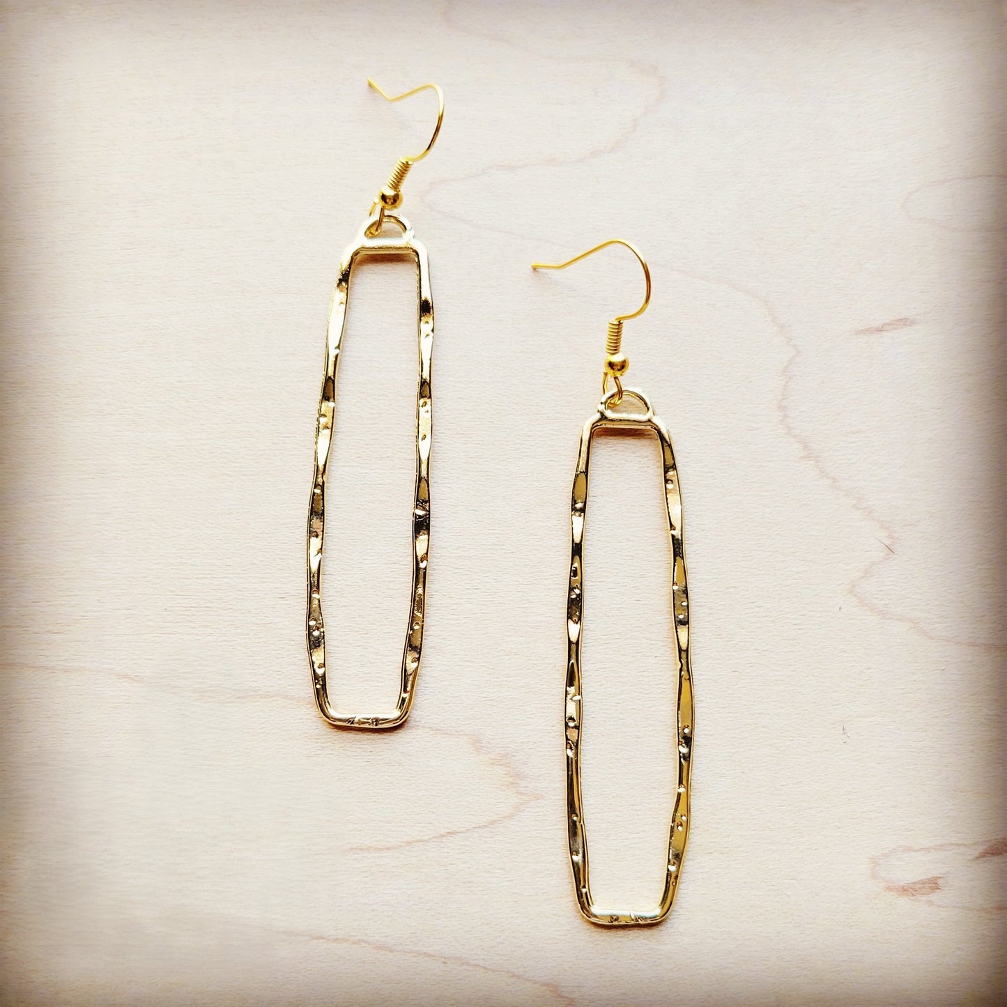 Golden Rectangle Dangle Earrings 212o