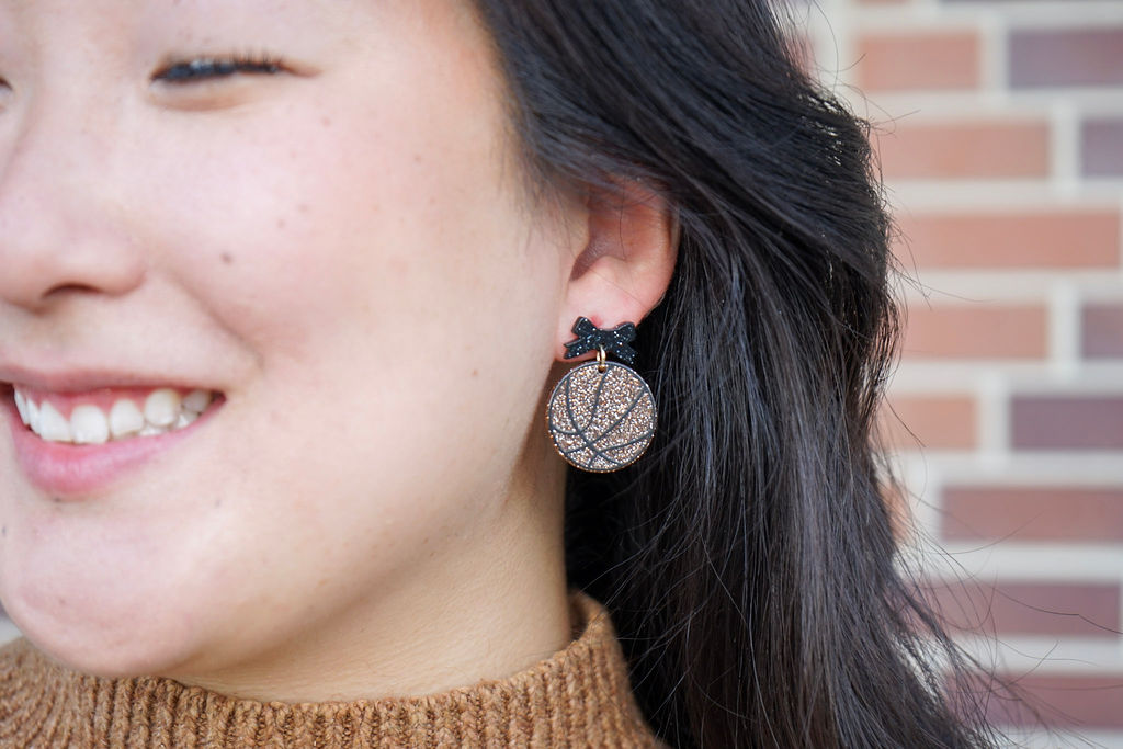 Bow Basketball Earrings