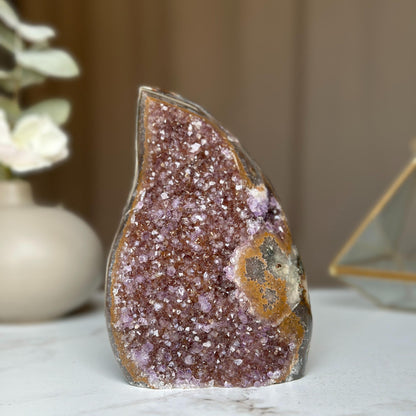 Semiprecious amethyst stone, amethyst flame