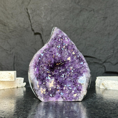 Decorating with crystals, amethyst flame