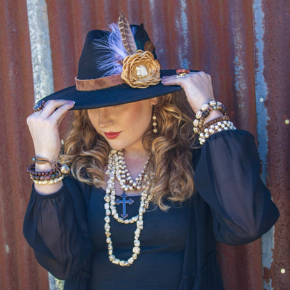 White Turquoise Triple Strand Bracelet 807h