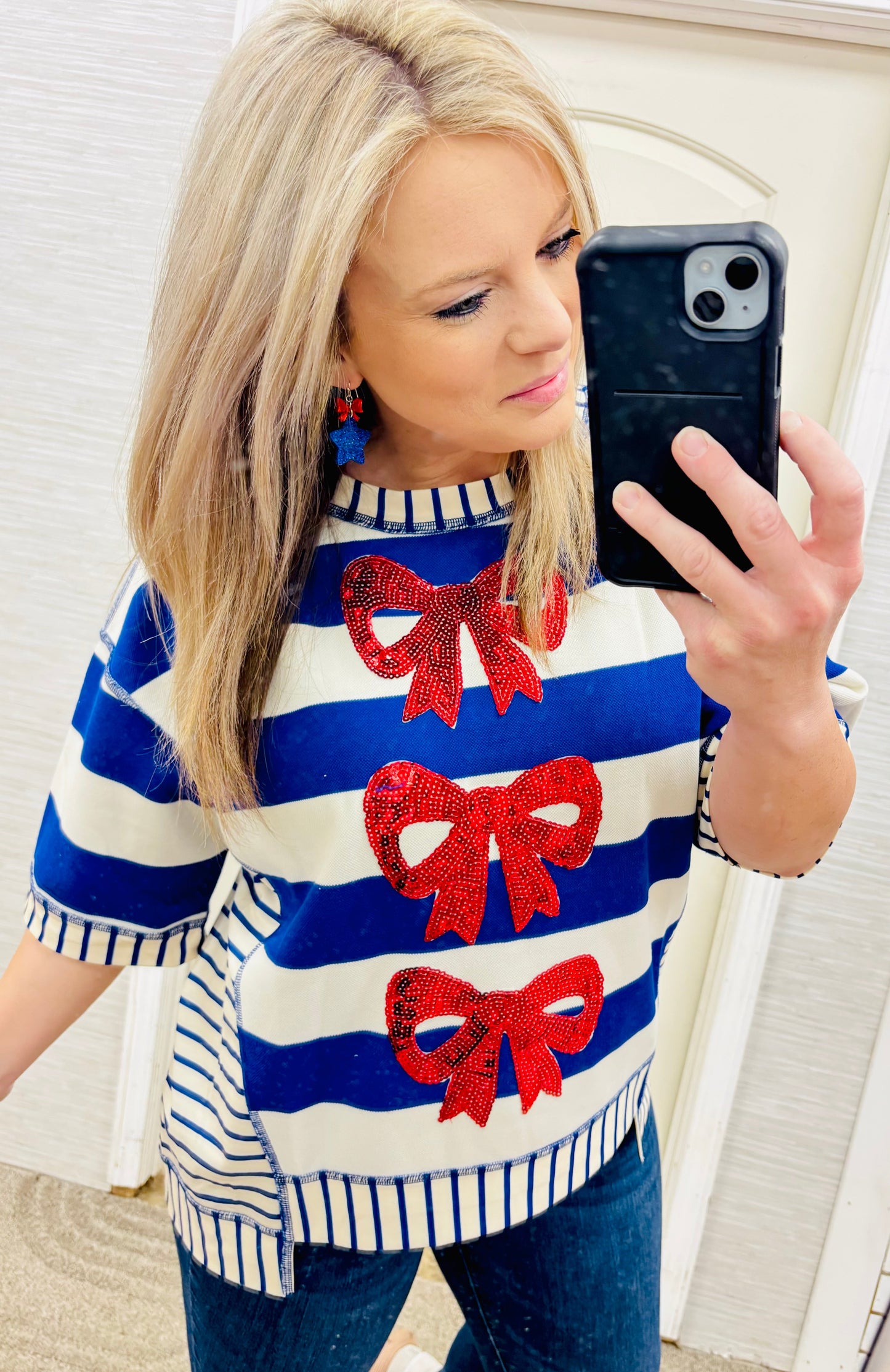 Blue Freedom Bows Top